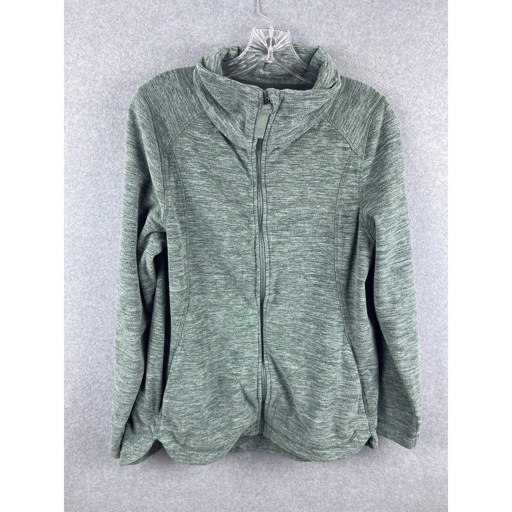 Eddie Bauer Fall Jacket Women's‎ M Green Long Sleeve Turtleneck Full Zip Casual